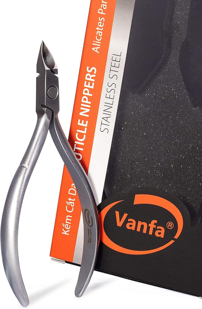Vanfa Cuticle Nippers, Cuticle Trimmer, Professional Cuticle Cutter - Extremely Sharp - Stainless Steel - Square Head - Single Spring - VF05 Box Jaw #14 (Pack of 1) - Image 1